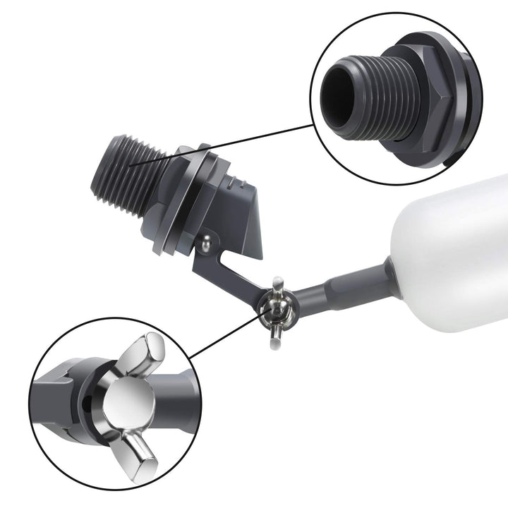 Float Ball Valve, 3/4 Inch Supply Tube Male Automatic Fill Feed Humidifier Tank Water with Adjustable Arm for Ponds, Livestock Water Trough, Aquariums, Aquaculture, Hydroponics and Reservoir (4 Pack)