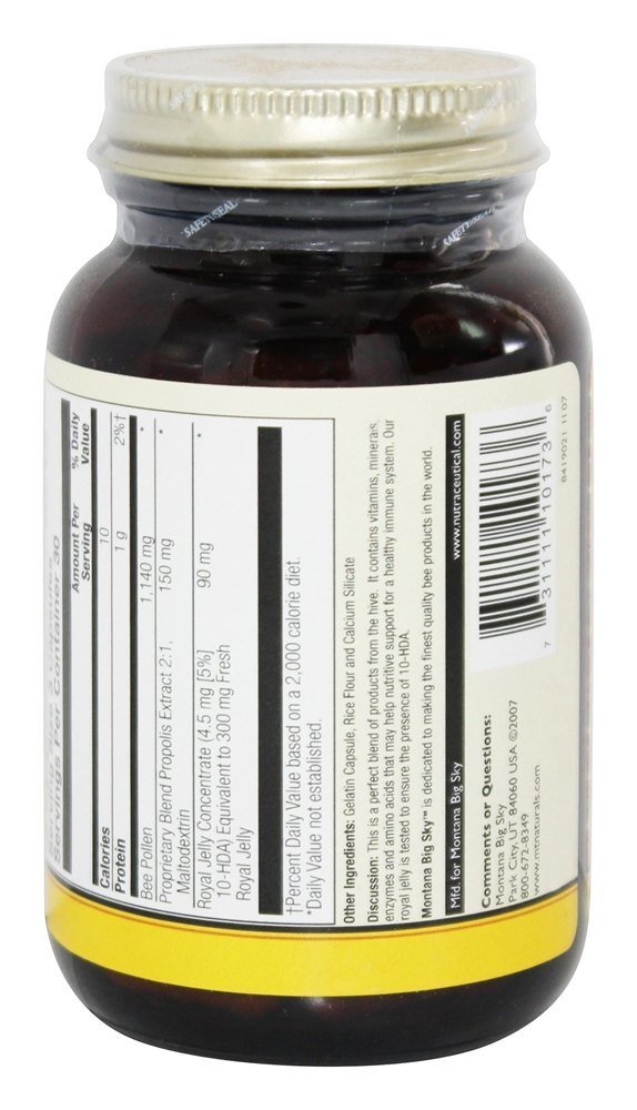 Bee Pollen Royal Jelly and Propolis Capsules, 90 Count