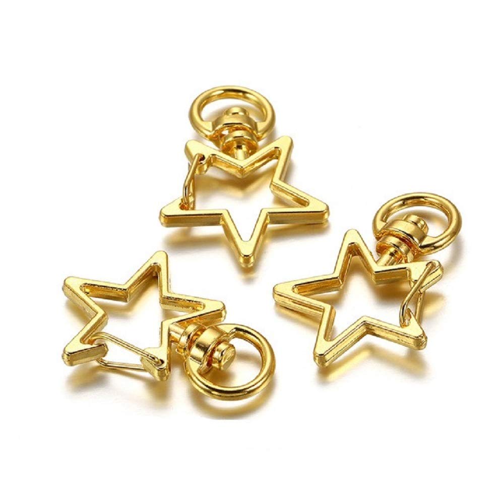 40PCS Metal Star Shape Claw Swivel Lobster Clasp,Snap Hook with Key Rings,DIY Accessories for Bag,Keychains,Jewelry Making Silver and Golden