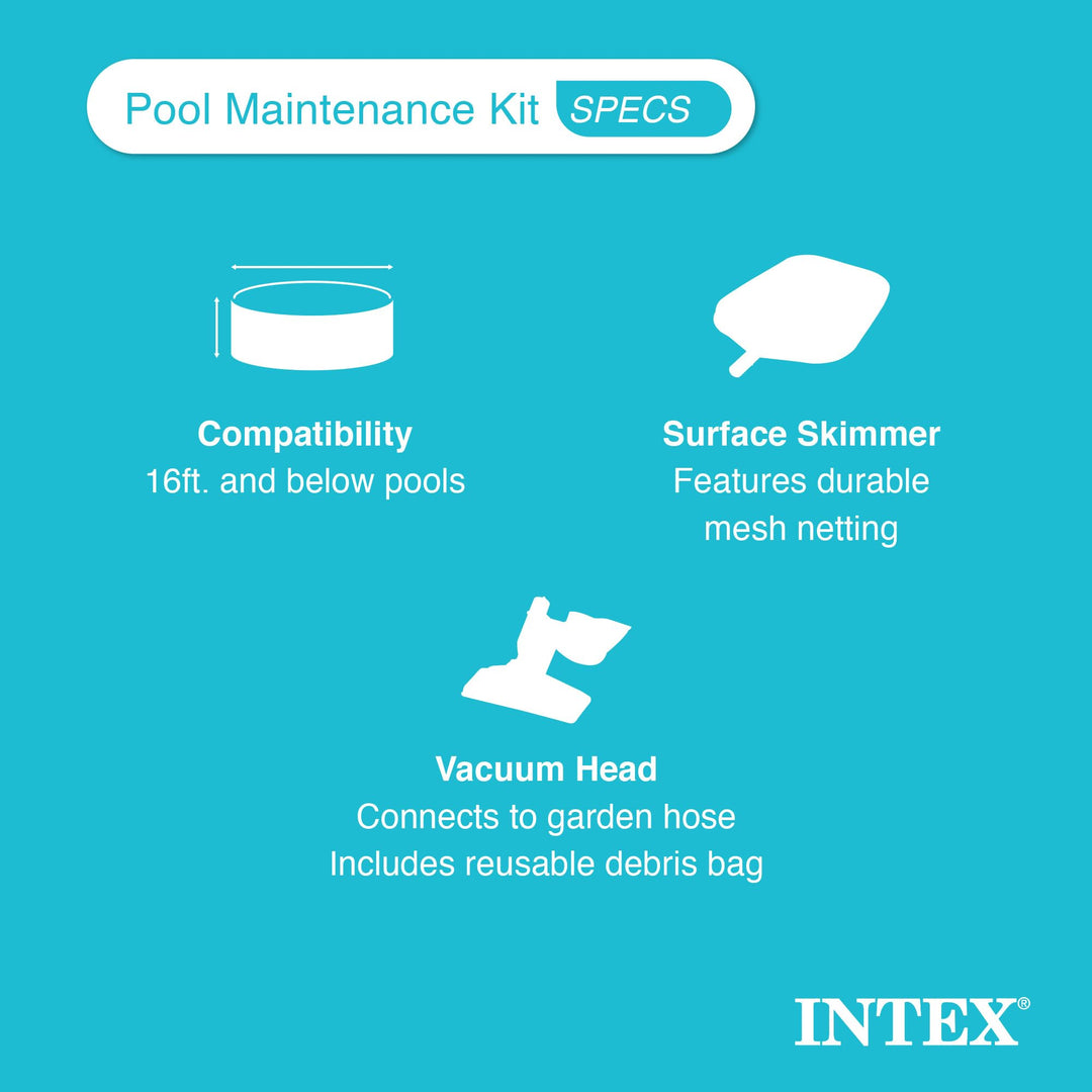 28002E Cleaning Maintenance Swimming Pool Kit with Vacuum, Surface Skimmer, and Telescoping Pole for Above Ground Pools (Pool Sold Separately)