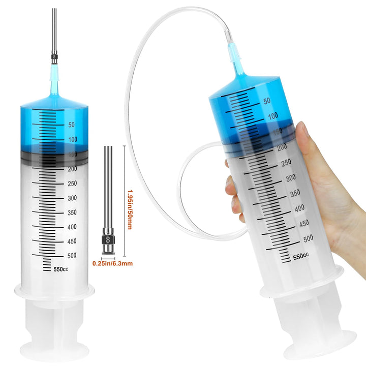500ml Large Syringe with 27.6 Inch Tube and Blunt Needle, Sterile and Individual Sealed, Plastic Garden Syringe for Liquid, Paint, Epoxy Resin, Oil, Watering Plants, Refilling