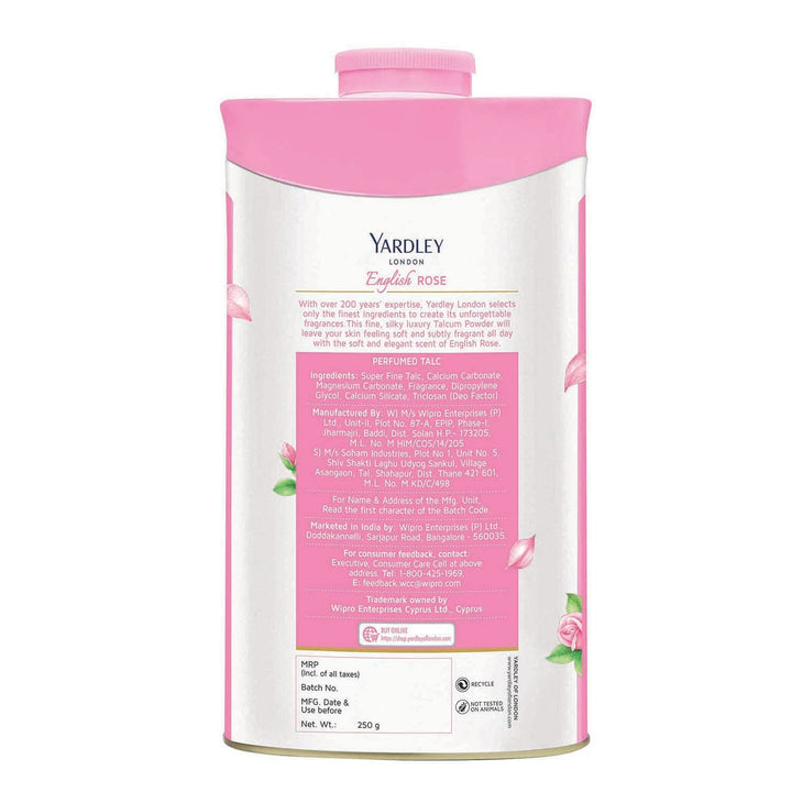 London English Rose Perfumed Talc| Fragrant Beauty Talc for Women| Smooth texture| 250g
