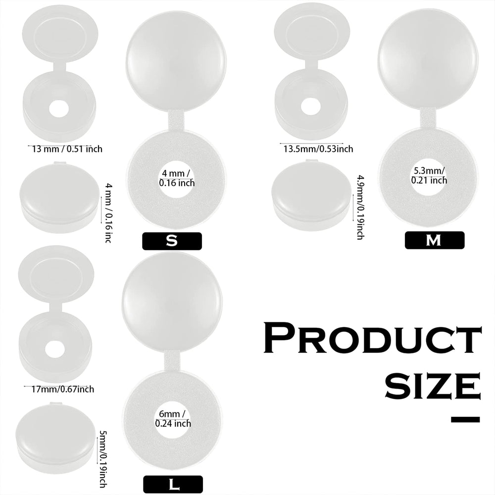 100 Pieces Hinged Screw Cover Caps Plastic Shutter Screw Caps Fold Screw Snap Covers Washer Flip Tops (White,Small)