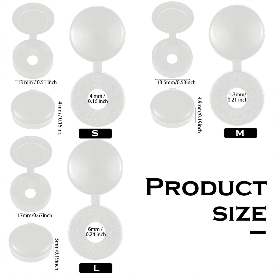 100 Pieces Hinged Screw Cover Caps Plastic Shutter Screw Caps Fold Screw Snap Covers Washer Flip Tops (White,Small)