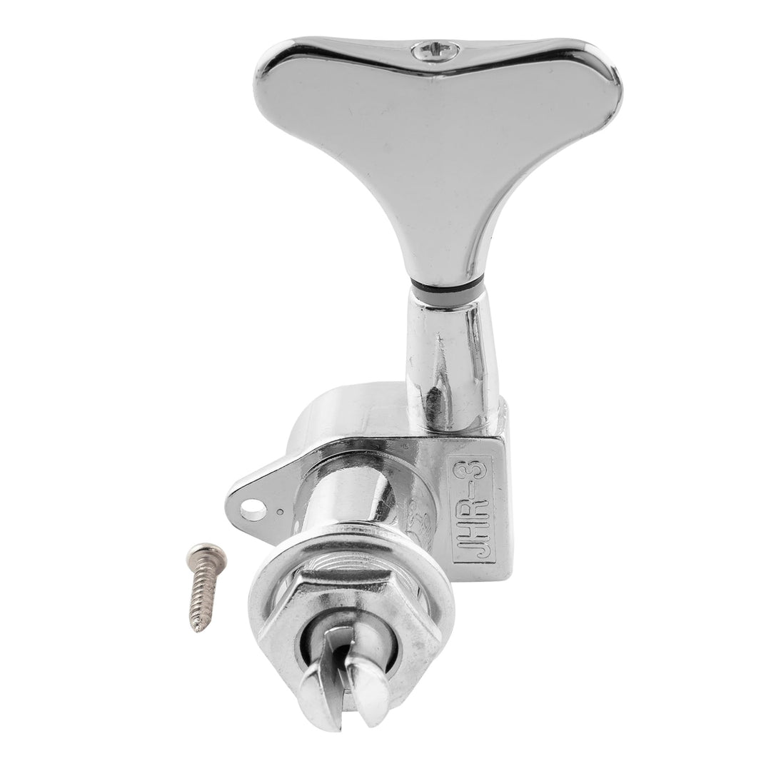Pro 4 in Line Sealed Electric Bass Tuners Tuning Pegs Keys Machine Heads Set for 4 String Precision Jazz Bass Replacement, Chrome