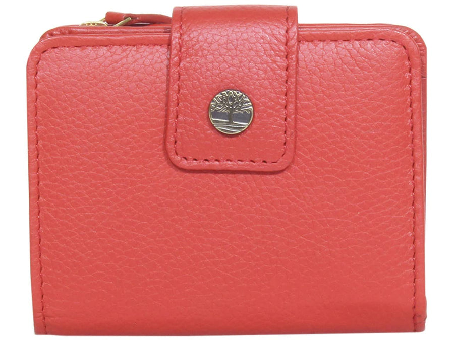 Women's Leather RFID Small Indexer Wallet Billfold, Red, One Size