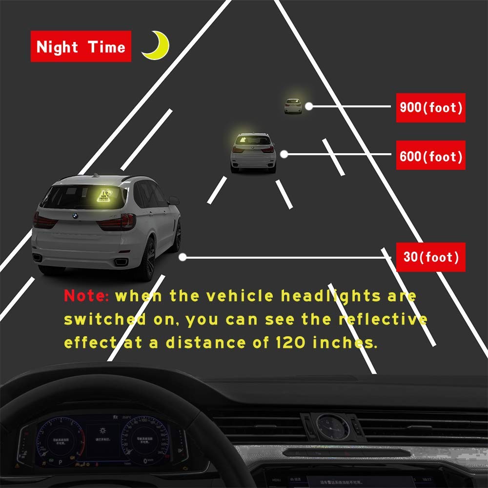 New Driver Sticker for Car, Funny Vehicle Sign Sticker for Student Driver,Reflective Waterproof-Yellow