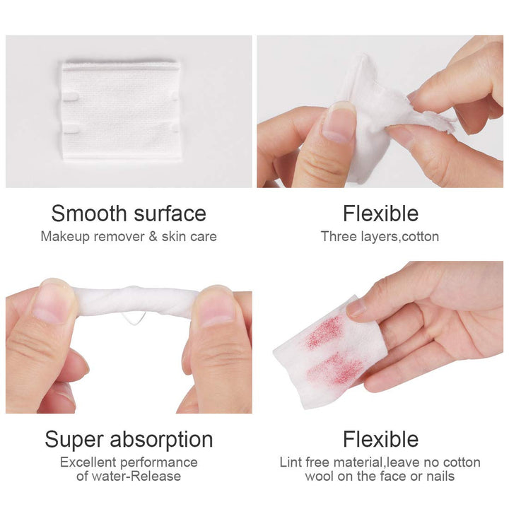 100% Natural Cotton Pads,Effectively Cosmetic Cotton Cosmetic Facial Eye Makeup Remover Pads,Double-Side Save Water Soft Gentle Makeup Tools(222PCS)