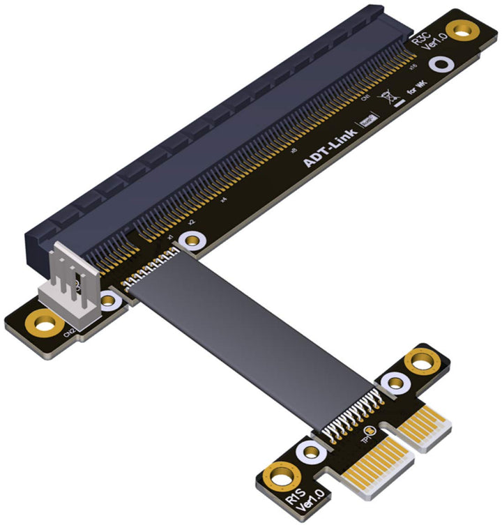 Riser PCI-E 3.0 16x to x1 PCIe x16 x1 PCI Express Riser Mining Graphics Card Extension Cable R13SC 25cm with Power Line (No Power Cable)