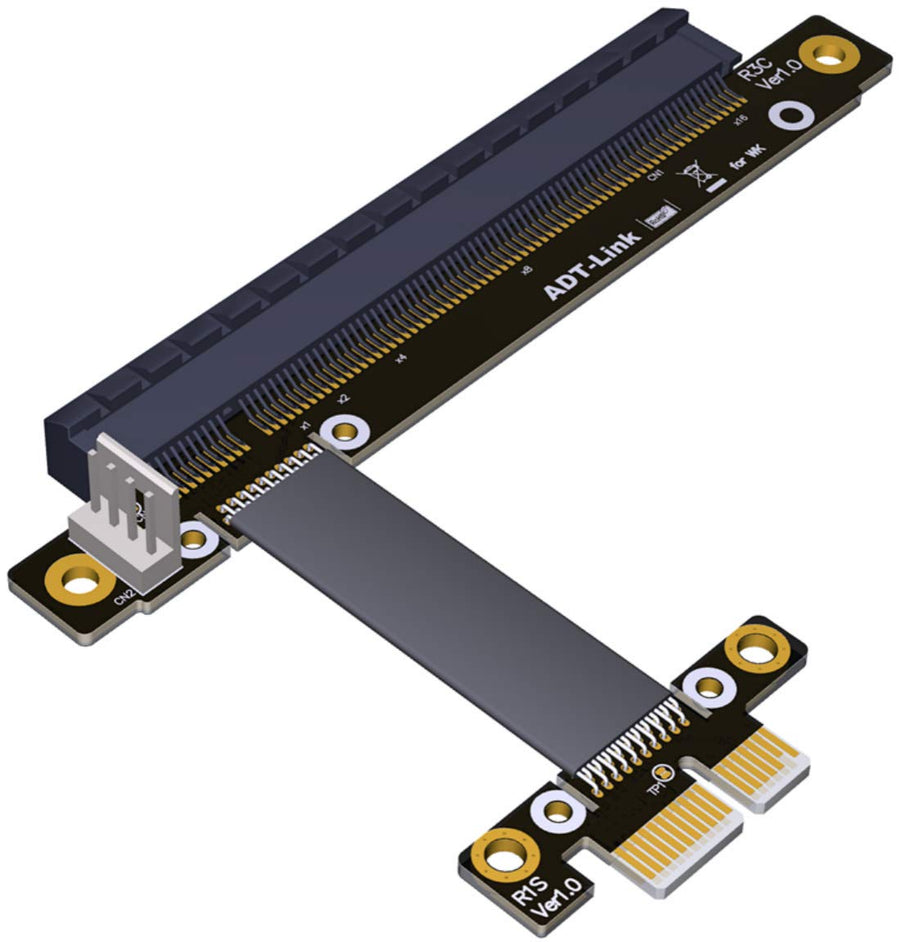 Riser PCI-E 3.0 16x to x1 PCIe x16 x1 PCI Express Riser Mining Graphics Card Extension Cable R13SC 25cm with Power Line (No Power Cable)