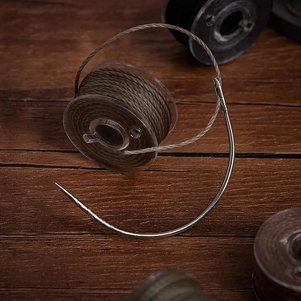 2 Sets 2'' / 2.5'' / 3 ''/ 3.5 '' Curved Leather Hand Sewing Needles C Type Needles for Carpet Leather Canvas Repairing Weaving Crafts