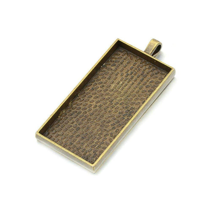 10 Pieces 25mm X 50mm Antique Bronze Rectangle Pendant Trays Pendant Blanks Cameo Bezel Settings for Photo Charm,Cabochon and Jewelry Making