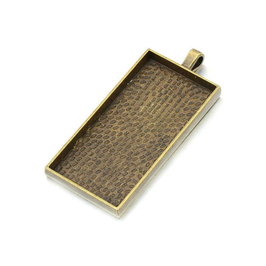 10 Pieces 25mm X 50mm Antique Bronze Rectangle Pendant Trays Pendant Blanks Cameo Bezel Settings for Photo Charm,Cabochon and Jewelry Making