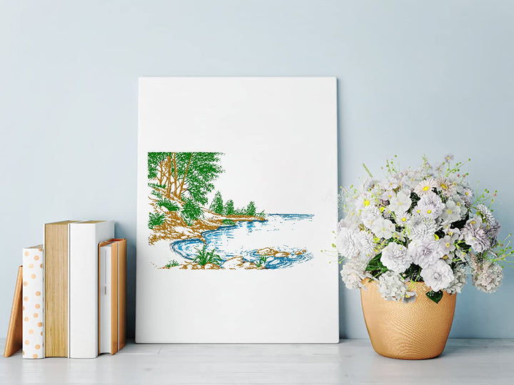 Lake River Scenery Trees Clear Stamps for Card Making Scrapbooking Crafting DIY Decorations, Background Transparent Silicone Seal Stamps for Embossing Album Crafts