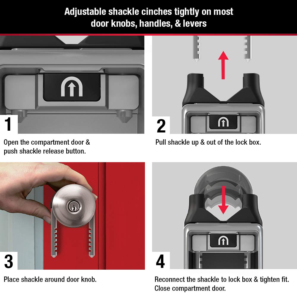 Black Portable Key Lock Box with Adjustable Shackle, Set/Reset Combination for Tenants, Guests, Clients, Ideal for Realtors, Landlords or Property Managers, Holds 6 Keys, 5420EC
