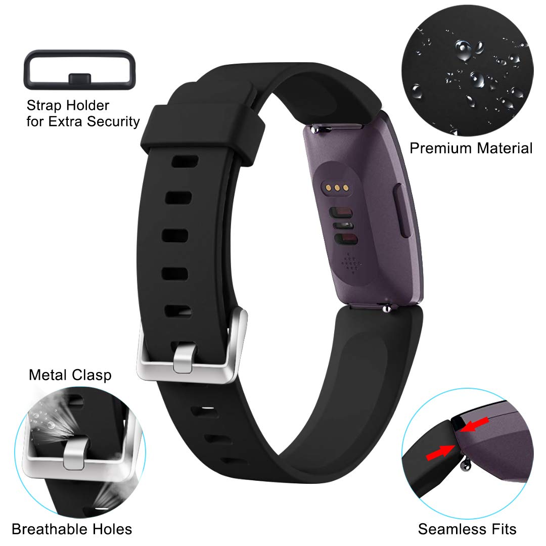 Compatible for Fitbit Inspire 2 Bands for Men Women and Fitbit Inspire HR Bands Black Large