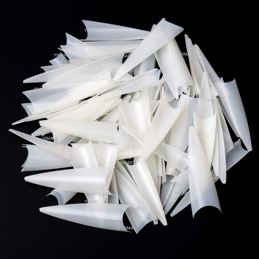 YIMART 600pcs Acrylic Medium Long Stiletto Nail Tips Easy Coffin Nails Sharp False Nail Art Tips For Nails Salon (Natural)
