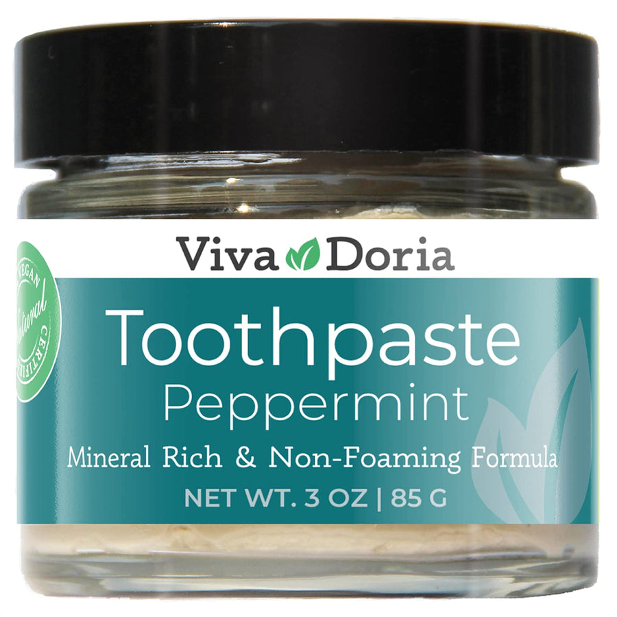 Fluoride Free Natural Toothpaste - Peppermint (3 oz Glass jar) Refreshes Mouth, Freshens Breath, Keeps Teeth and Gum Healthy