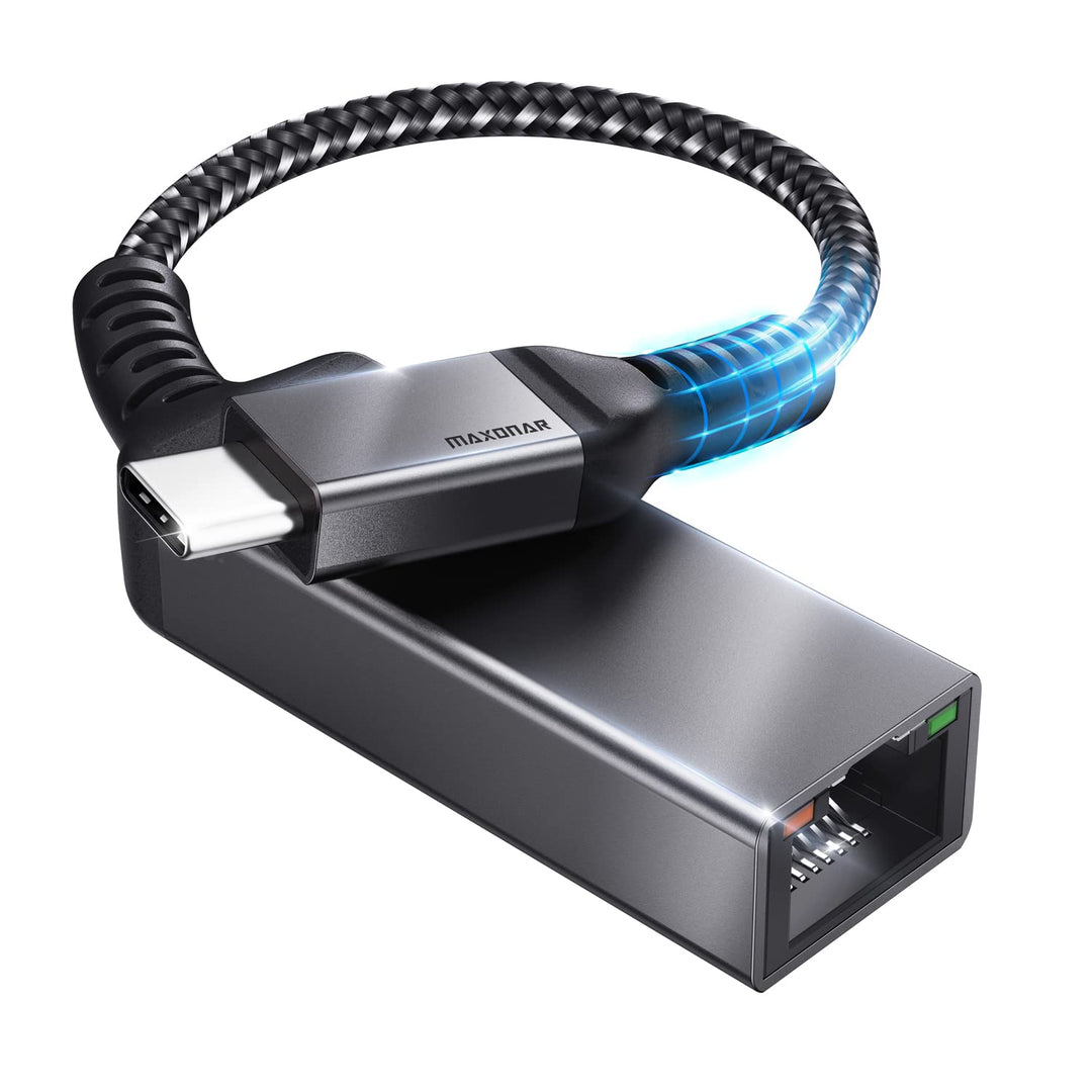 USB C to Ethernet Adapter, USB C to RJ45 Thunderbolt 3/4 Type C to Ethernet LAN Network Adapter Compatible with iPad Air 2022, iPad Pro, iMac, MacBook Air Pro (M1/M2), Dell XPS and More