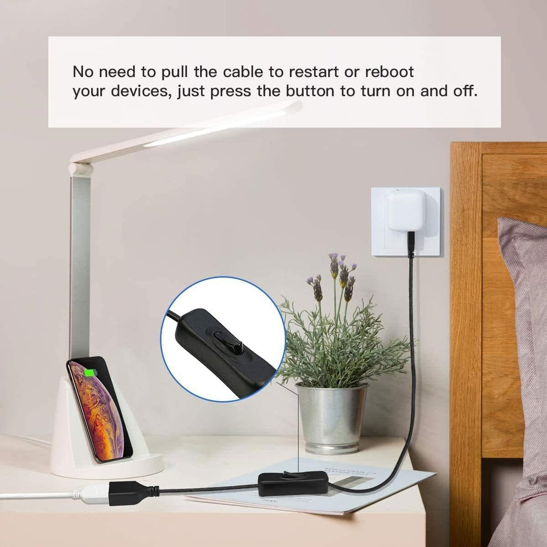 USB Extension Cable 2Pcs with ON/Off Switch USB Male to Female Cable Support for LED Desk Lamp, USB Fan, LED Strips etc(39.5inch)