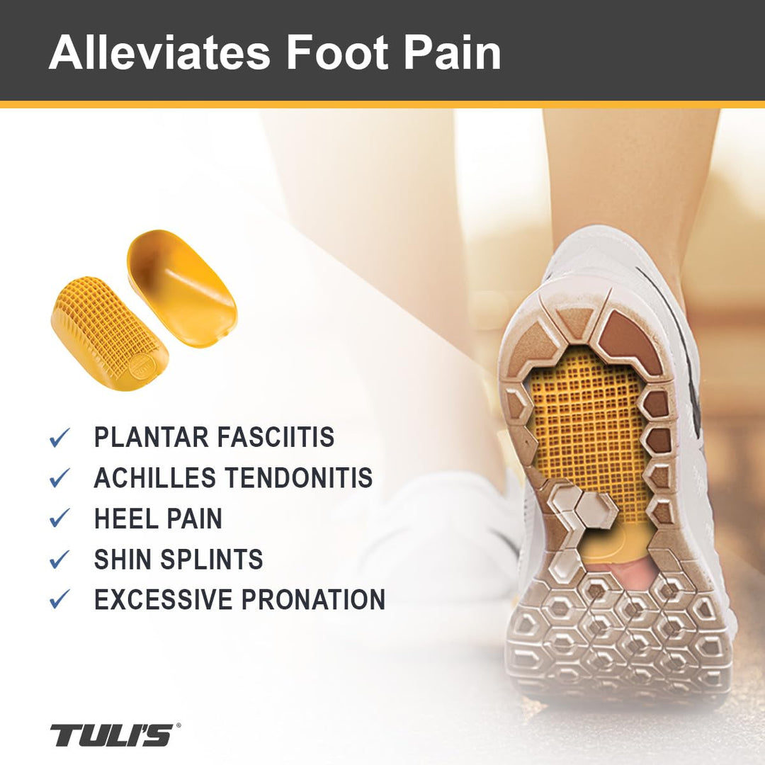 Tuli's Classic Heel Cups, Yellow, For Heel Pain & Plantar Fasciitis (Regular, Under 175lbs)