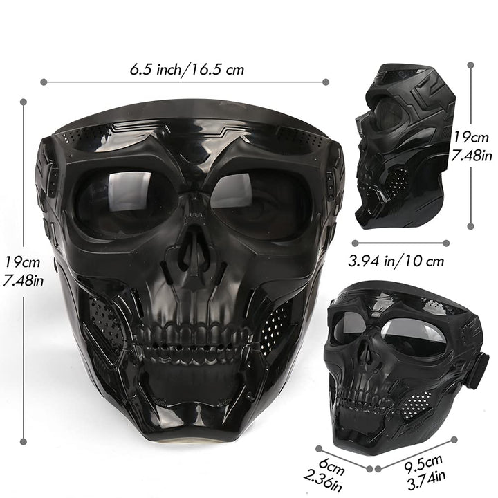Motorcycle Skull Goggle Mask Riding Goggles Safety Road Riding UV Motorbike Glasses for Riding/Skiing/Snowing/Motorcycling/Halloween (Grey Lens)