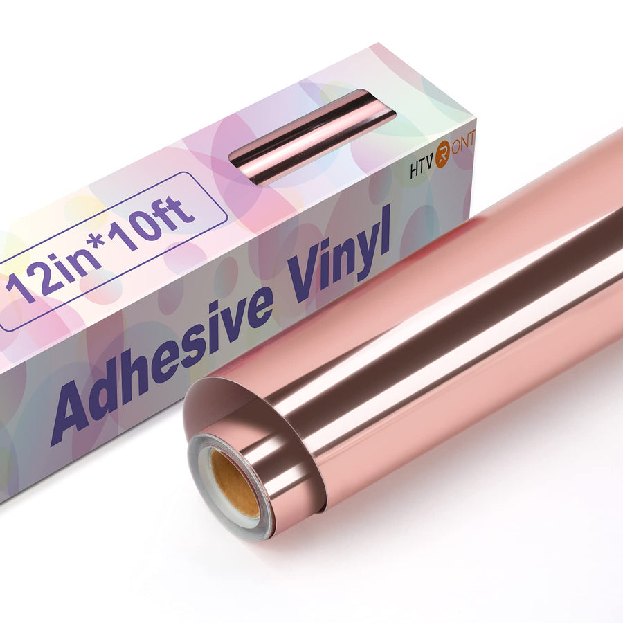 Rose Gold Chrome Vinyl - 12 x 10FT Mirror Metallic Vinyl for Cricut - Easy to Weed & Transfer Rose Gold Permanent Vinyl Roll