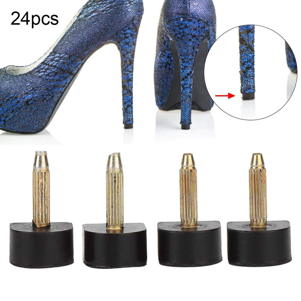 High Heel Tips Replacement,Heel Tip, High Heel Tip Non-Slip 24Pcs Heel Dowels Protector for Races, Weddings, Formal (13x13mm)