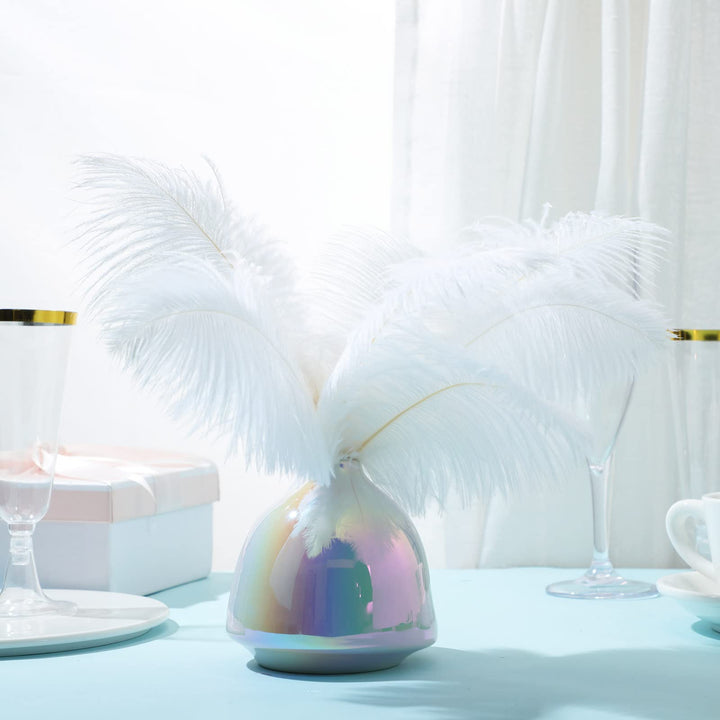 48 Pcs Natural Ostrich Feathers 10-12 Inch (25-30 cm) Large Feathers for Crafts Feather Centerpieces for Tables Feather Plume for Vases Wedding Party Tree Decorations (White)