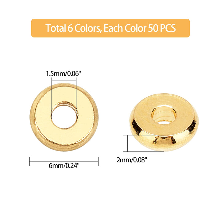 250pcs Metal Heishi Beads Rondelle Spacer Beads 5 Sizes Platinum Flat Round Brass Bead Spacers Disc Beads Jewelry Findings Accessories for Bracelet Necklace Jewelry Making 4/6/7/8/10mm