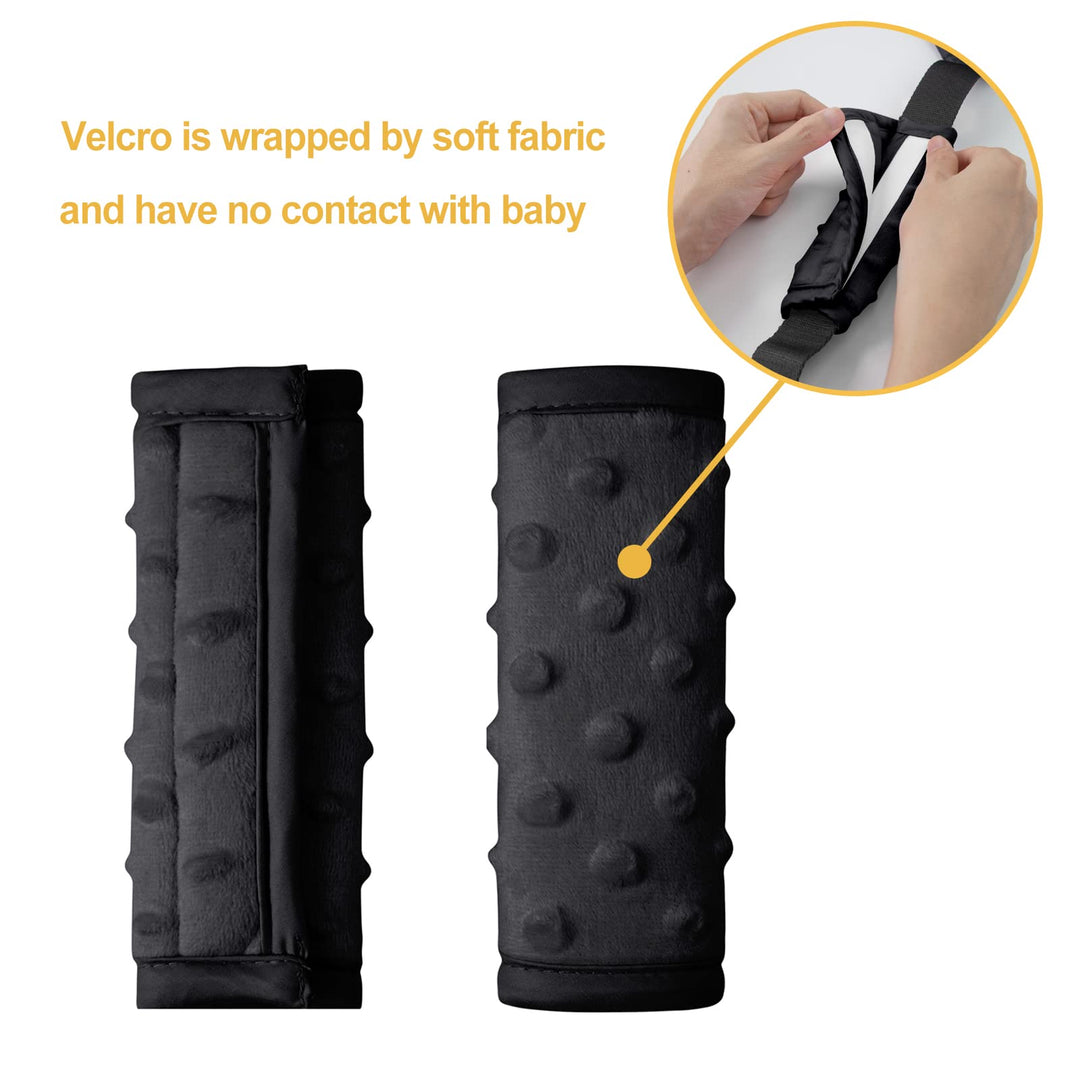 Car Seat Strap Covers for Babies Soft Car Seat Strap Shoulder Pads for All Car Seats, Stroller, Pushcar, Black