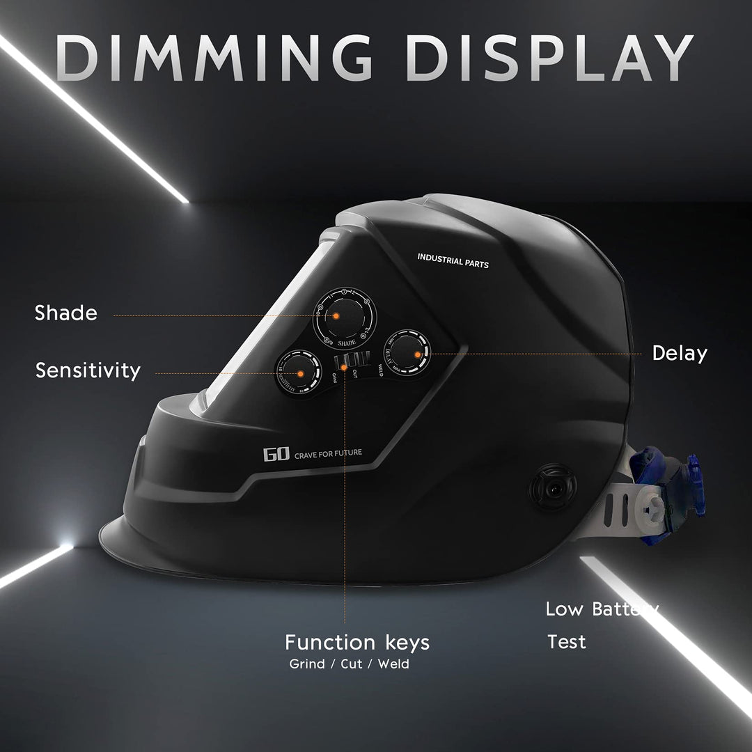Large Viewing Screen 3.94X3.66 True Color Solar Powered Auto Darkening Welding Helmet, 4 Sensor & Wide Shade Range 4~5/9-9/13 Welding Mask for TIG MIG ARC Weld Grinding