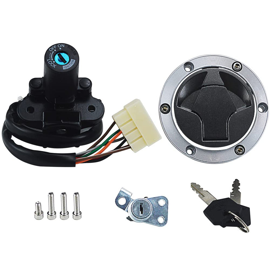 Ignition Switch Gas Cap seat Lock and Key fits for Kawasaki EX250 Ninja 250 2008-2014,EX300 Ninja 300 2013-2017,ER250 300 Z250 Z300 2013-2016,Z250SL