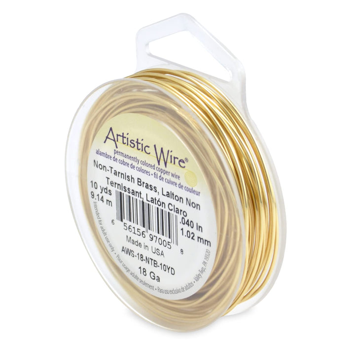 18 Gauge Tarnish Resistant Brass Craft Jewelry Wrapping Wire, Gold Color, 10 yd