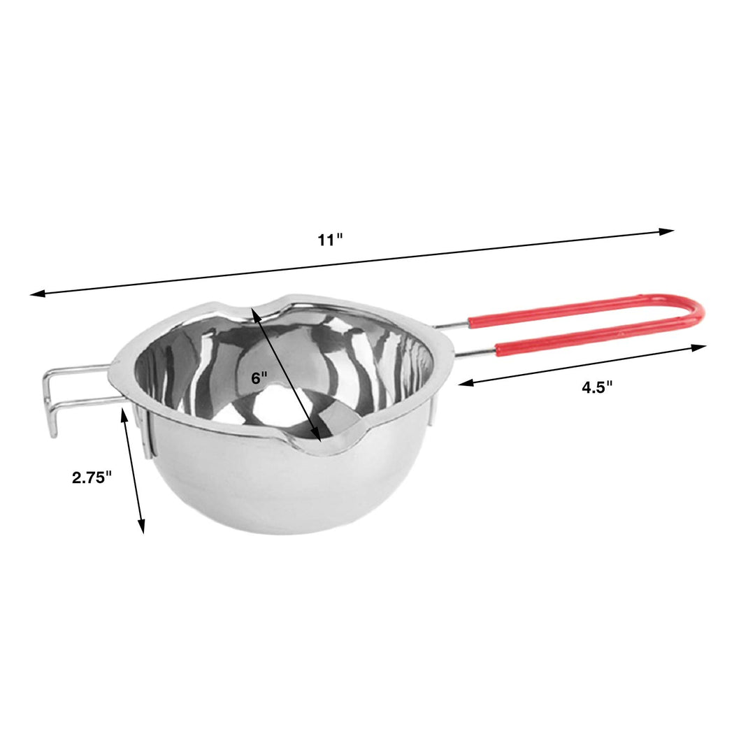 2 Pack Stainless Steel Double Boiler Pot Set, 600ML Capacity Melting Pot with Heat-resistant Handle Bonus 1 Plastic Scraper for Melting Chocolate, Butter, Cheese, Caramel and Candy