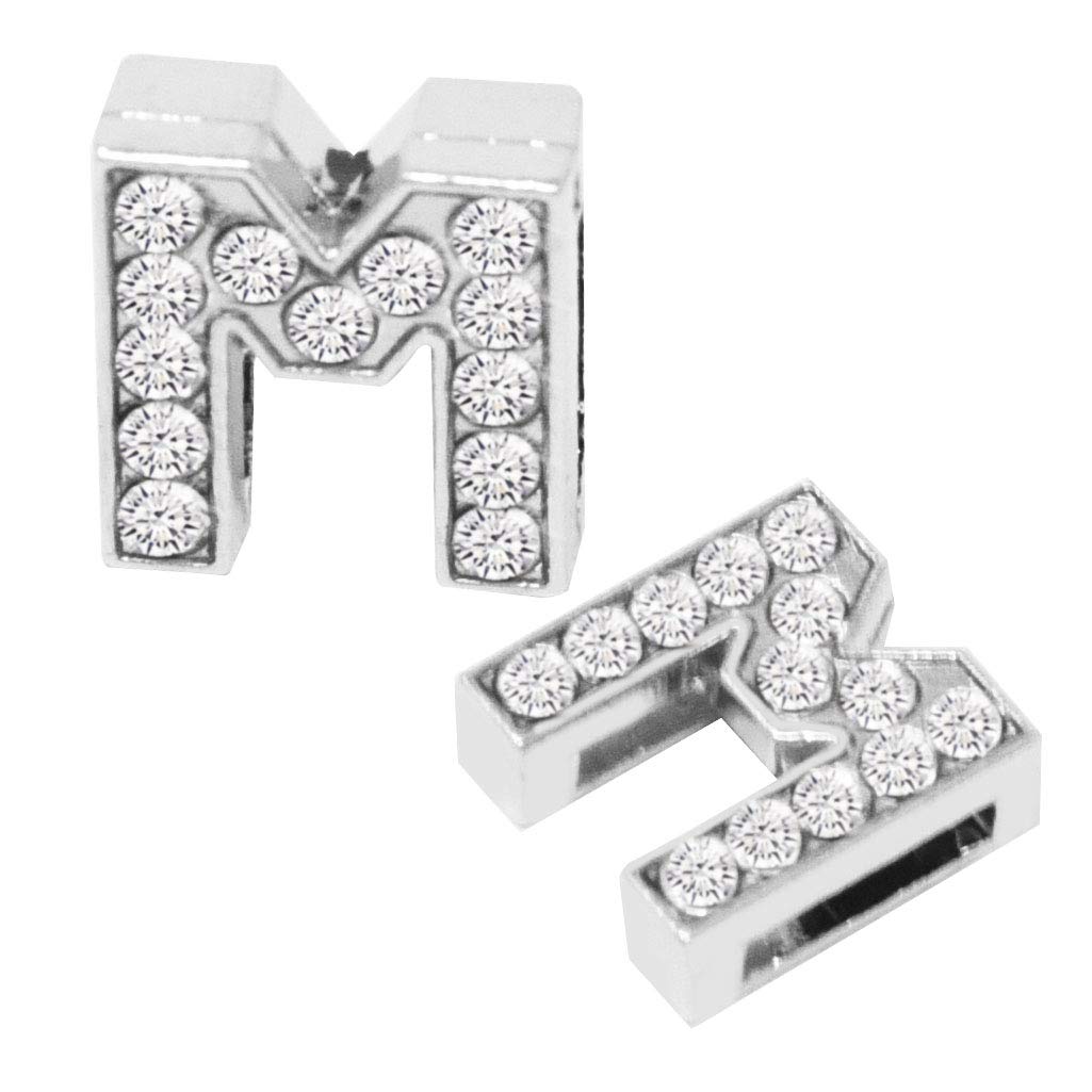 130pcs A-Z 8mm Full Rhinestones Slide Alphabet Letters for DIY Wristbands Bracelets, Jewelry Making Crafts Charms (Silver)