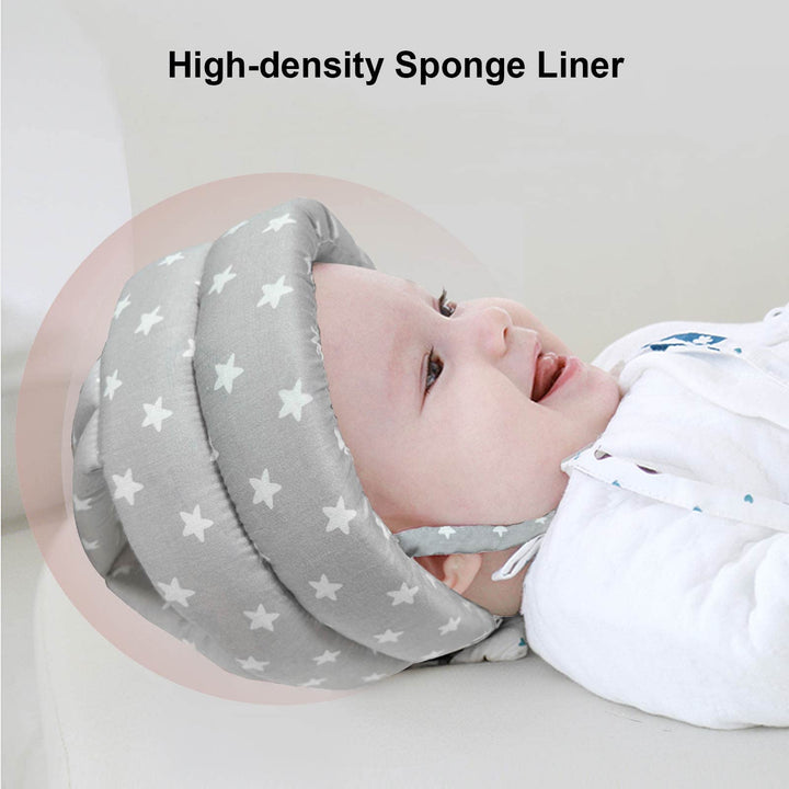 Baby Helmet for Crawling Walking, Baby Helmet with 3 Pairs Knee Pads, Soft Baby Helmet Infant Helmet, Toddler Head Cushion Bumper Bonnet for Baby Learning to Walk (Grey)