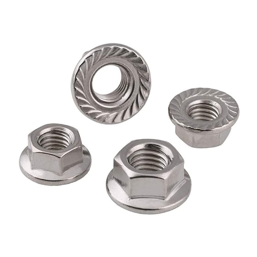 20pcs M8 Hexagon Flange Nuts, Carbon Steel Nickel Plated for Hammer Head Bolt T Screw T-Slot Aluminum Profile,High Strength,Dedicated for T-Bolt Flange Nuts