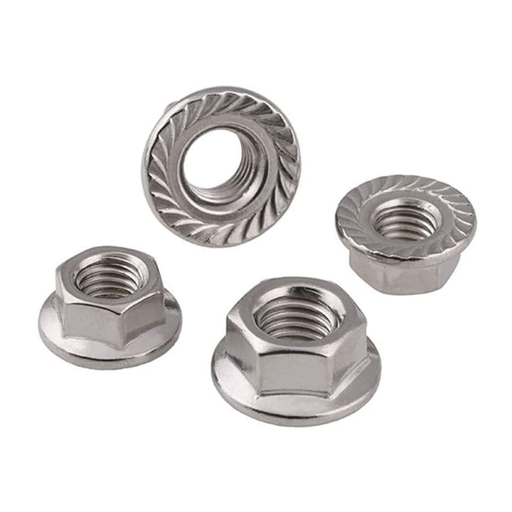 20pcs M8 Hexagon Flange Nuts, Carbon Steel Nickel Plated for Hammer Head Bolt T Screw T-Slot Aluminum Profile,High Strength,Dedicated for T-Bolt Flange Nuts