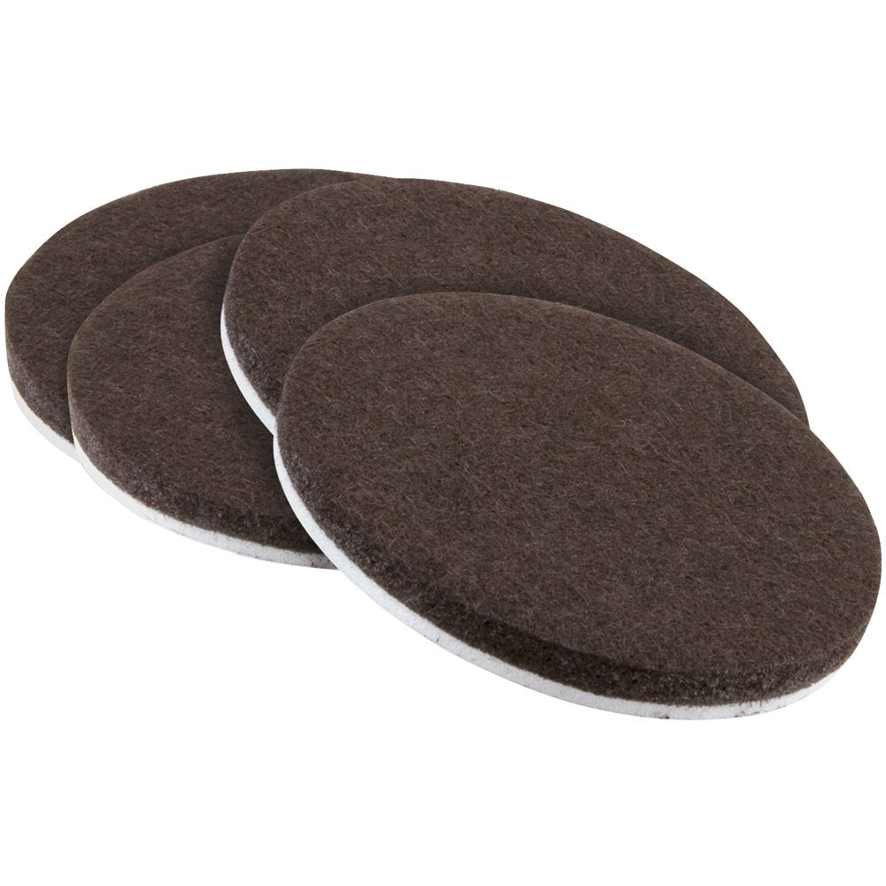 SoftTouch 3 Round Heavy-Duty Felt Furniture Pads - Protect Surfaces from Scratches & Damage, Brown (4 Pack)