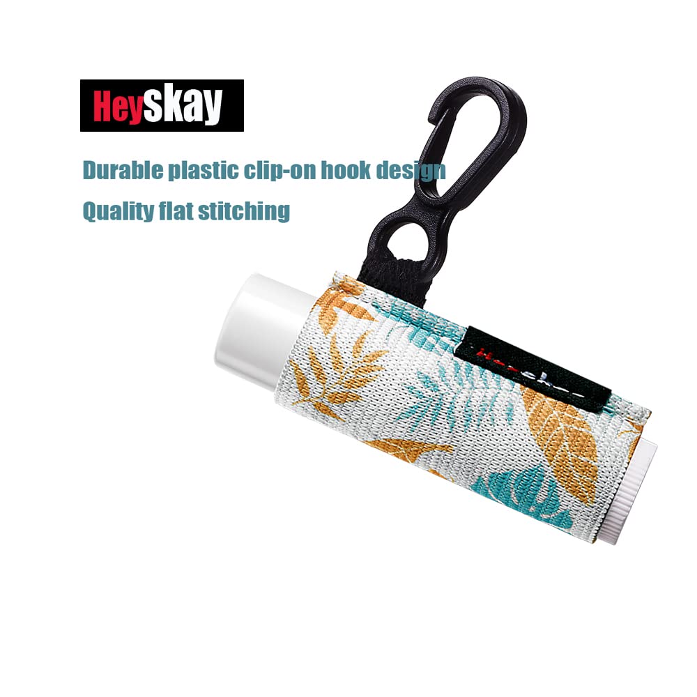 HEYSKAY Lip Balm Holder Sleeves Keychain Chapstick Elastic Sleeves (Floral patterns)