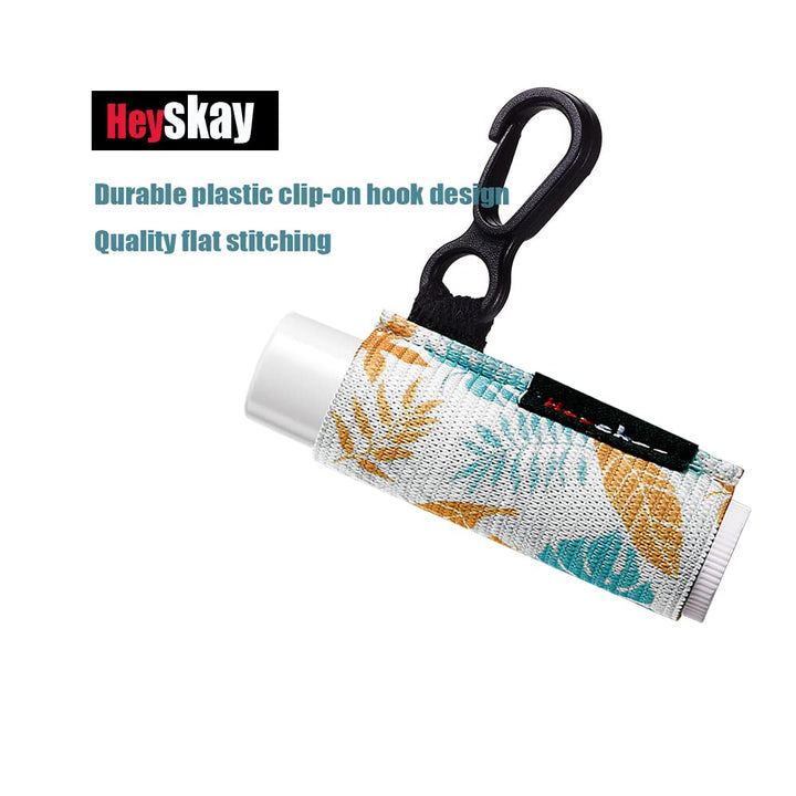 HEYSKAY Lip Balm Holder Sleeves Keychain Chapstick Elastic Sleeves (Floral patterns)