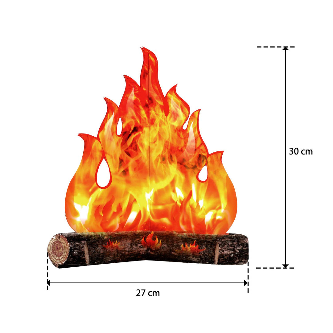 3D Decorative Cardboard Campfire Centerpiece Artificial Fire Fake Flame Paper Party Decorative Flame Torch (Gold Orange, 3 Set)