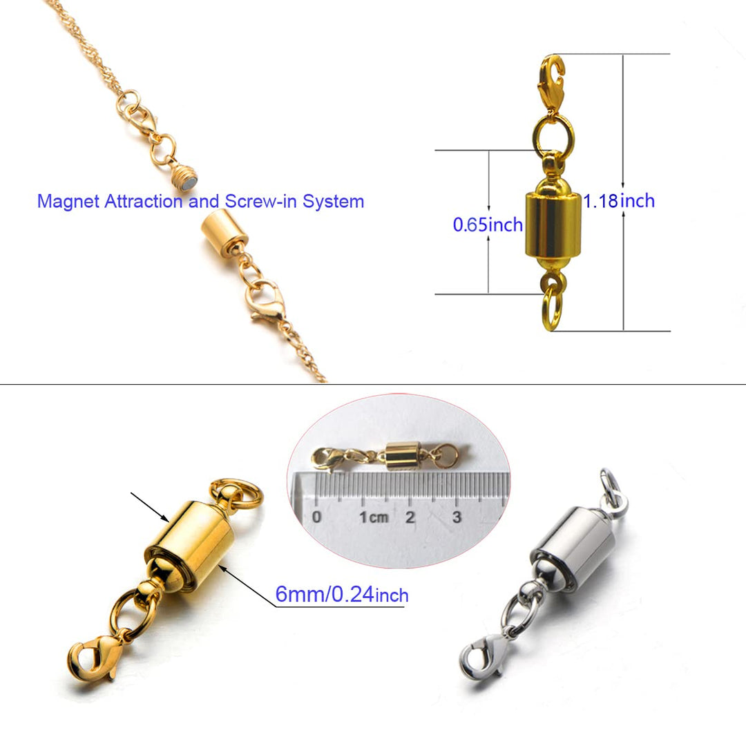 Screw Magnetic Clasps for Necklaces Safety Magnetic Locking Jewelry Clasp Converter