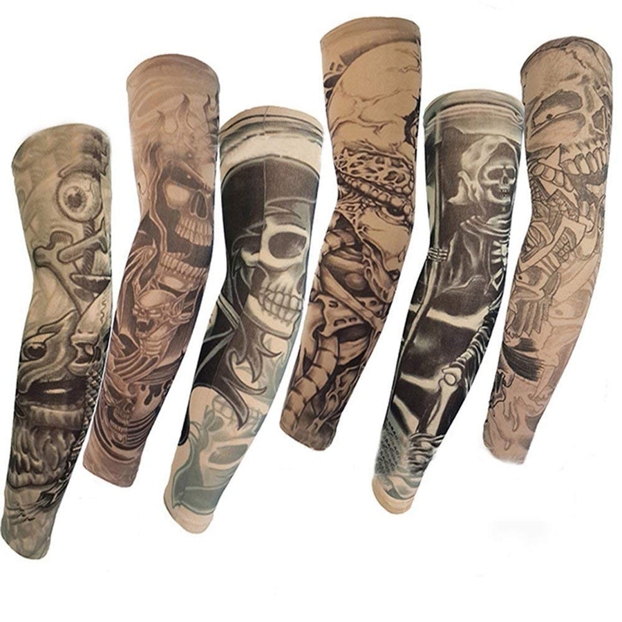 Temporary Tattoo Arm Sleeves for Men/Women, Fake Tattoo Sleeves Outdoor Sun Protective Cover Body Art Fake Arm Accessories 6 pcs Tattoo Sleeves (L)