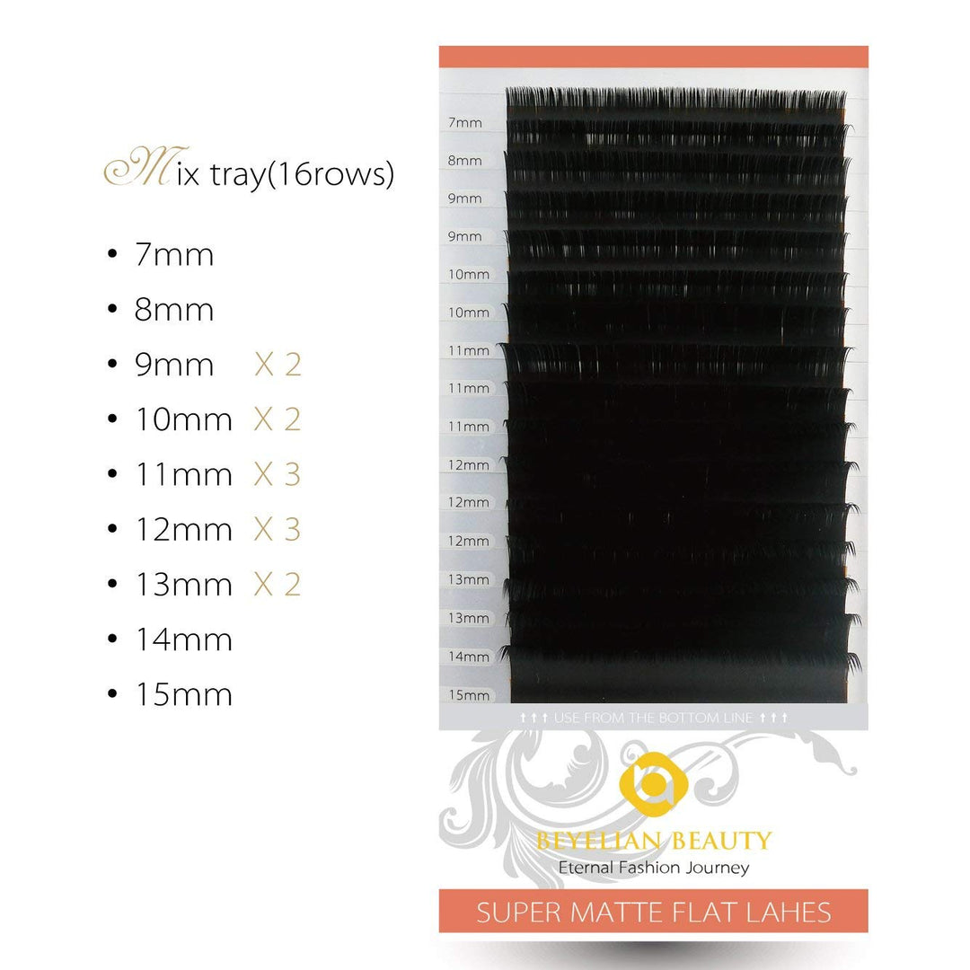 Eyelash Extension Super Matte Flat Lashes Ellipse Matte Soft Natural Mink Individual Eyelashes Salon Use D Curl 0.15mm Mixed Tray 7-15mm Assorted