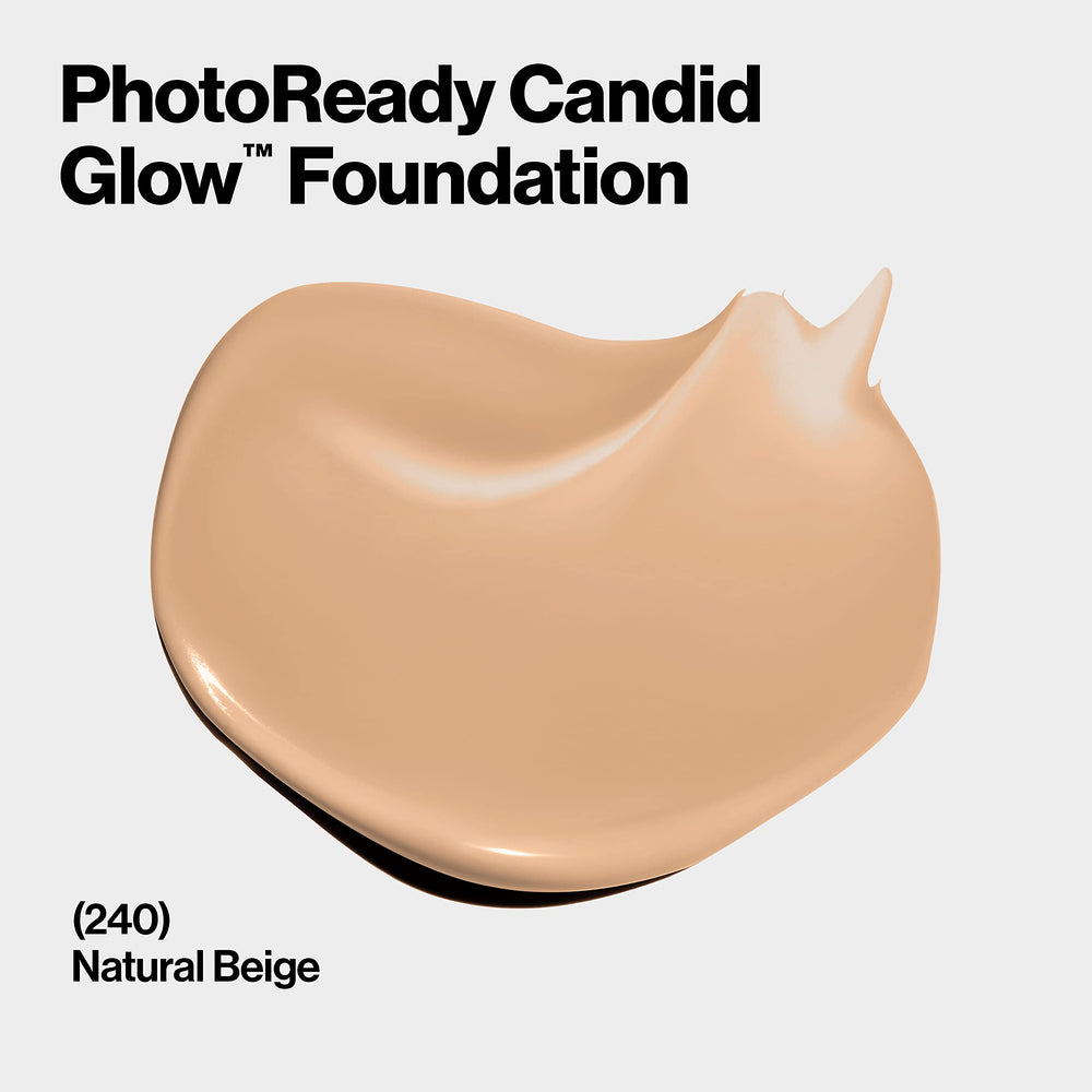 Revlon PhotoReady Candid Glow Moisture Glow Anti-Pollution Foundation with Vitamin E & Prickly Pear Oil, Anti-Blue Light Ingredients, without Parabens, Pthalates, & Fragrances, Natural Beige, 0.75 oz