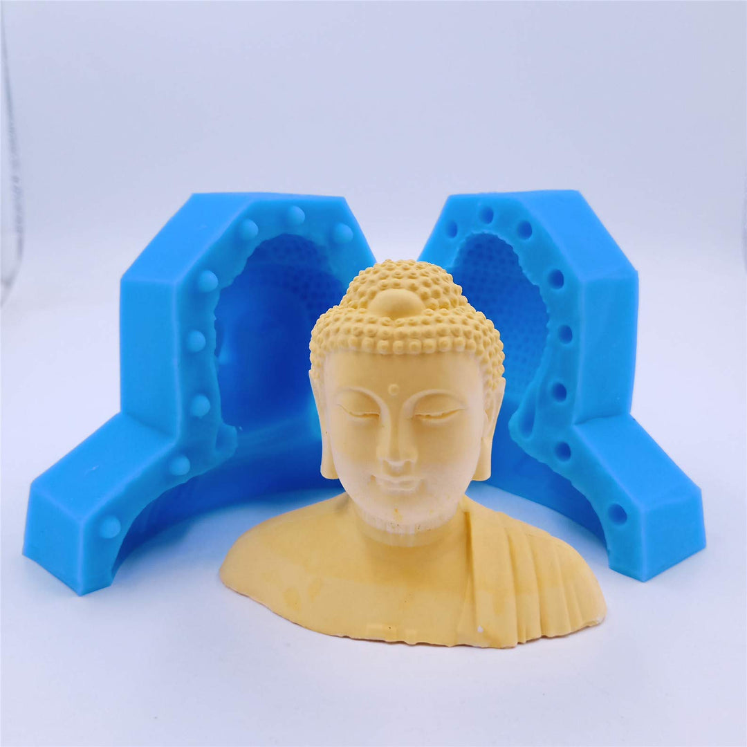 Buddha Head Design Candle Mold Decorating Candle Silicone Molds Resin Crafts Mould Plaster Concrete Statue Silicone Moulds
