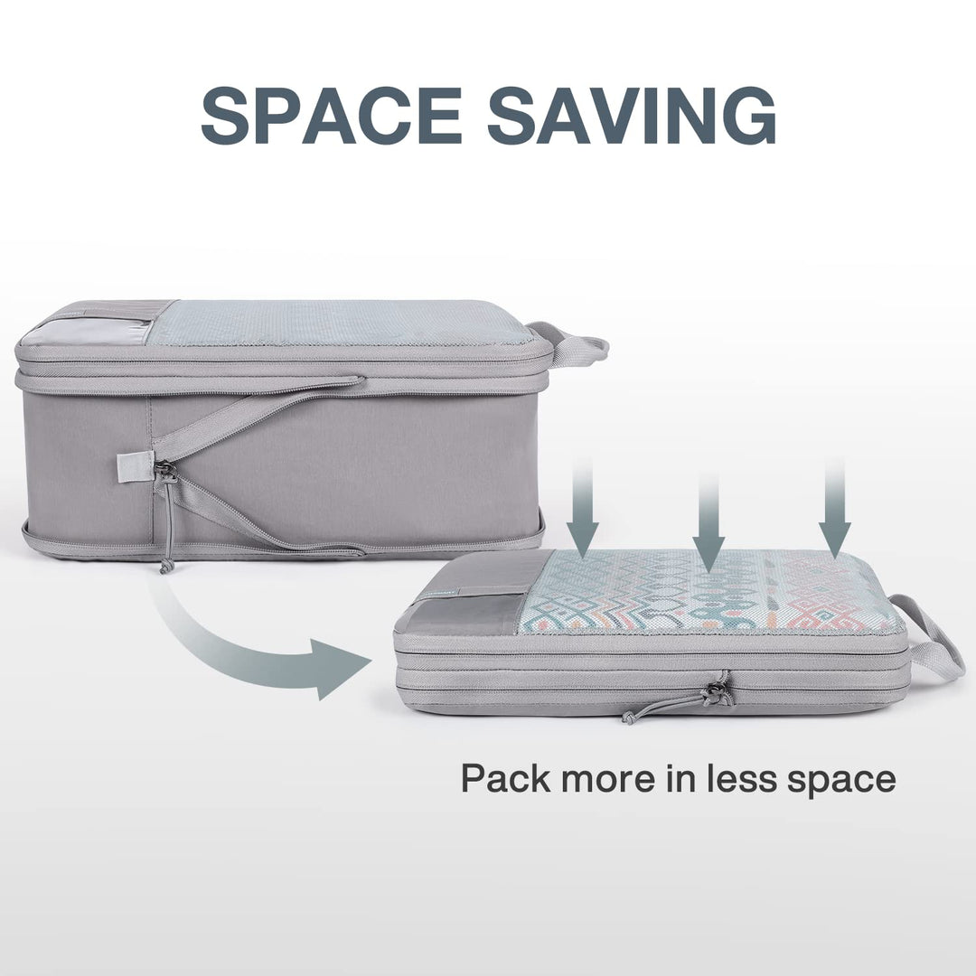 6 Set Compression Packing Cubes for Travel, Lightweight Vacation Travel Essentials for Men, Travel Accessories for Suitcase Organizer Bags Set, Durable Luggage Organizer Travel Bags