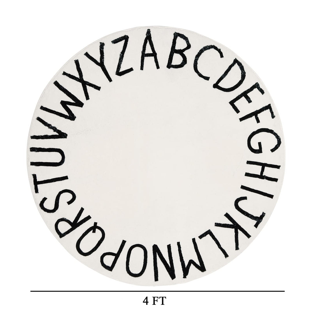 4ft Round Kids Play Rug ABC Alphabet Nursery Rug for Bedroom Playroom Non Slip Fun Educational Playmat Round Circle Carpet Crawling Mat for Classroom Infant Toddlers